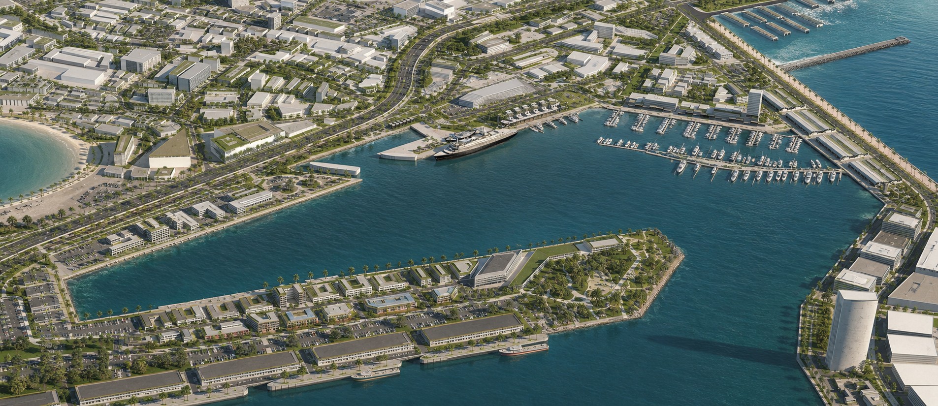 Mina Rashid Masterplan, Yacht Club and Marina Views aerial